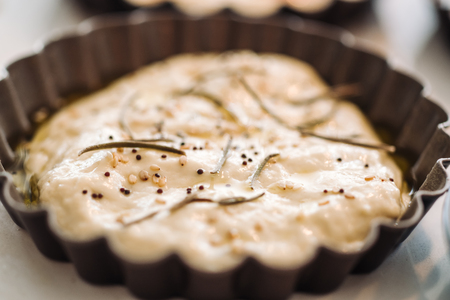 Traditional Italian Focaccia bread from Puglia regionの写真素材