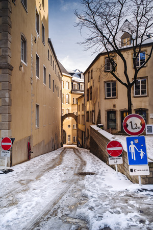 Candid life in the city of Luxembourg during winter timeの写真素材
