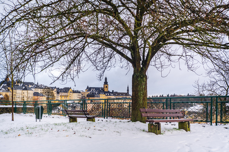 Candid life in the city of Luxembourg during winter timeの写真素材