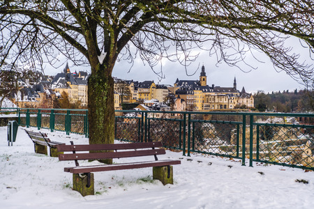 Candid life in the city of Luxembourg during winter timeの写真素材
