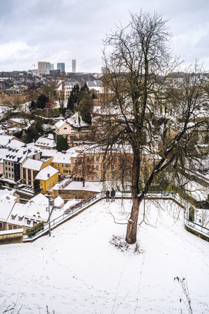 Candid life in the city of Luxembourg during winter timeの写真素材