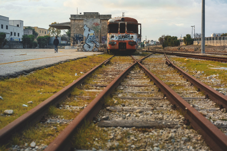 MANDURIA-ITALY/DECEMBER 2017: A whole train station abandoned in the south of Italyのeditorial素材