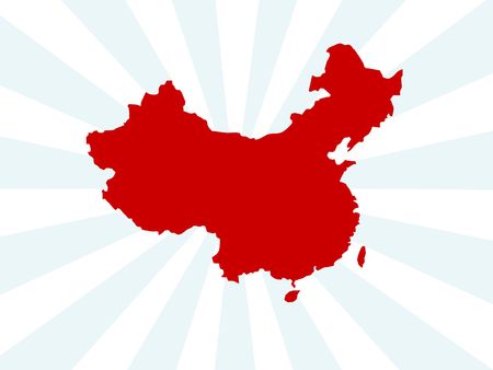 Illustration of china map on a striped backgroundのeditorial素材