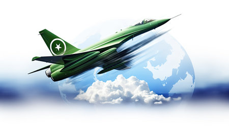 Aerobatic aircraft in the sky over the earth. Vector illustration.の素材