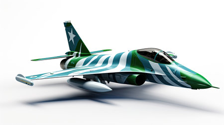 Futuristic aircraft on a white background. 3D rendering.の素材