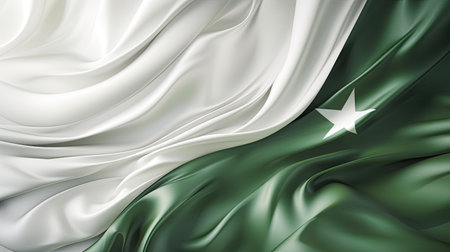 Flag of the Republic of Pakistan, Satin cloth waving in the windの素材