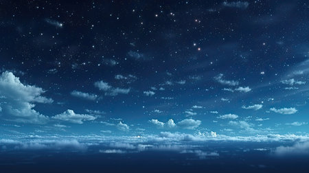 beautiful night sky with clouds and stars - 3d rendering illustrationの素材