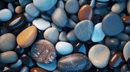 Colored pebbles background. 3d rendering, 3d illustration.の素材