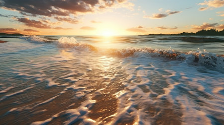 Beautiful sunset over the sea. Seascape. 3d renderの素材