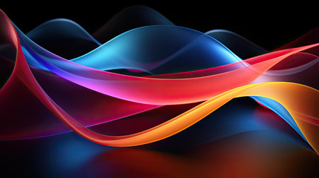 abstract colorful waves on black background. vector illustration. Eps 10の素材