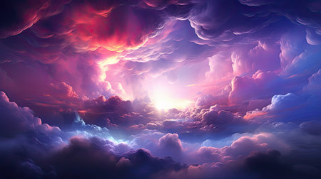Fantasy cloudscape. Colorful sky. 3d render illustrationの素材