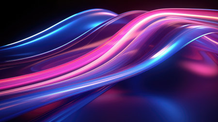 3d rendering of abstract wavy background with glowing lines in itの素材