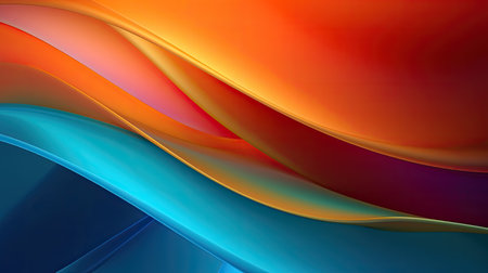 abstract background with smooth lines in orange, blue and red colorsの素材