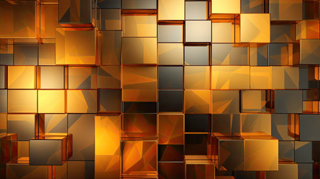 Abstract background made of golden cubes. 3d rendering, 3d illustration.の素材