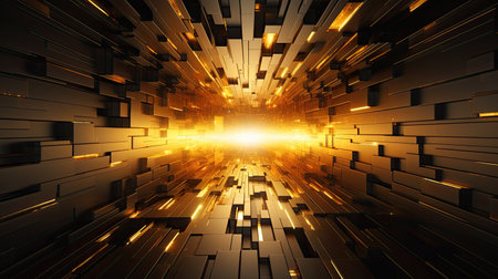 Abstract golden technology background, 3D rendering. Computer digital drawing.の素材