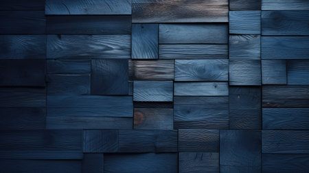 Blue wood texture background. Wooden planks wall pattern. Dark blue wood background.の素材