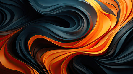 abstract background with wavy lines in orange, black and brown colorsの素材