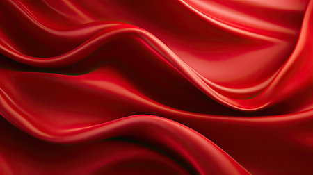 Red satin drapery background with some smooth folds in itの素材