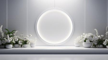 3d render interior design of modern living room with white wall and shelf.の素材