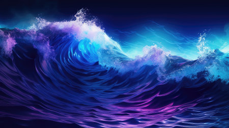Abstract background with blue and purple waves. 3d rendering, 3d illustration.の素材