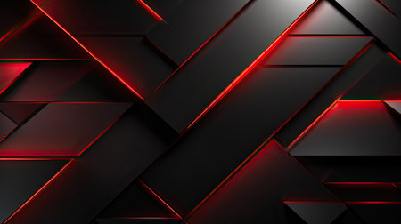 Abstract black and red metallic background. 3d render illustration design.の素材