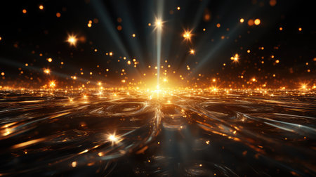 Futuristic technology wave background design with lights and flares. 3d renderingの素材