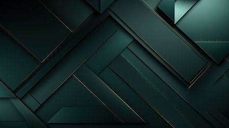 Dark green geometric background. Minimal design. 3d render illustrationの素材