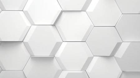Abstract 3d rendering of white hexagons. Modern background design.の素材