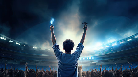 Cheering crowd at concert. Mixed media. Mixed media. Mixed mediaの素材