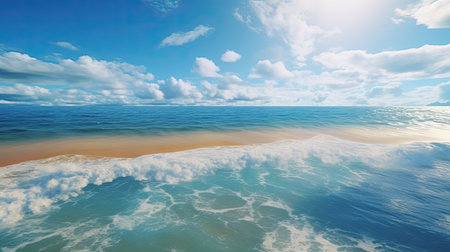 Beautiful seascape. Panoramic view of sea and skyの素材