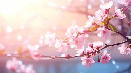 cherry blossom, sakura flowers blooming in spring, nature backgroundの素材