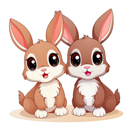 Vector illustration of Cute Easter bunny couple isolated on white background.の素材