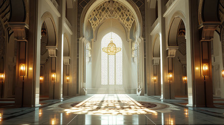 Interior of the mosque. 3d rendering. Computer digital drawing.の素材