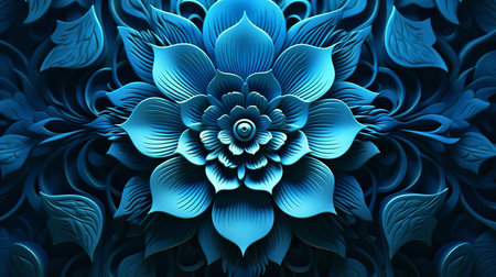 Blue fractal flower. Fantasy fractal texture. Digital art. 3D rendering.の素材