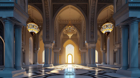 3D rendering of the interior of the Sultan Qaboos Grand Mosqueの素材