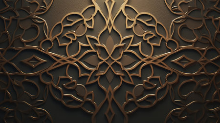 Luxury background with gold ornament. 3d render illustration.の素材