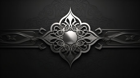 Luxury black background with decorative ornament. 3d illustration.の素材