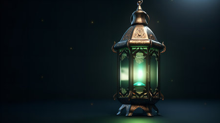 Lantern on a dark background. Ramadan Kareem concept. 3D Renderingの素材