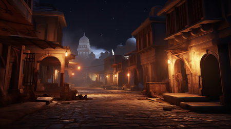 Night view of the old city of Jodhpur, Indiaの素材