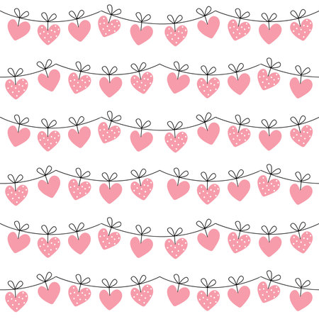 Seamless pattern with hearts garland. Vector illustration. Valentines day background wallpaperのイラスト素材