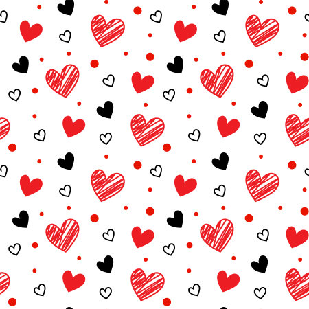 Valentines day seamless pattern with black red hearts. vector illustration background wallpaperのイラスト素材