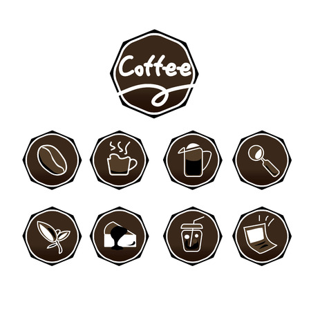 Coffee brown color icons setのイラスト素材