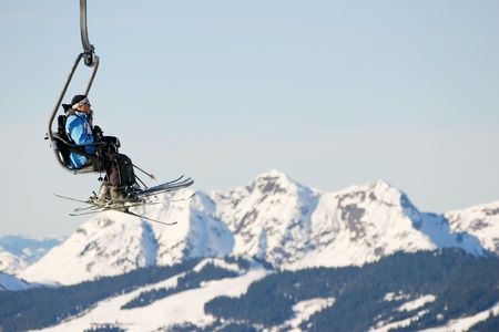 Traveling with the skiliftの写真素材