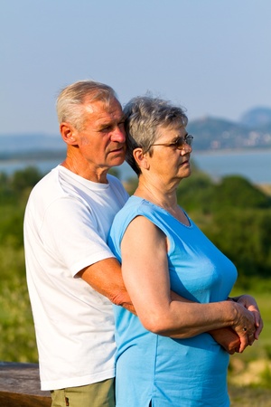 Elderly seniors couple in outdoors の写真素材