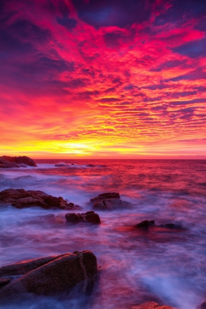 Beautiful sunrise in the coastal (Spain,Costa Brava)の写真素材