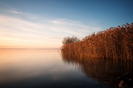Beautiful landscape from a lake Balaton , Hungary の写真素材