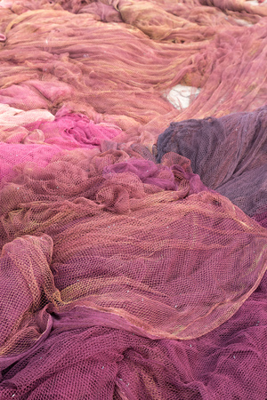 Fishing nets drying after the fishingの写真素材