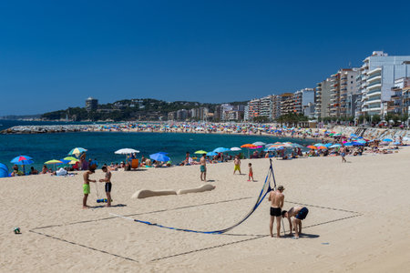 Beach on the Costa Brava (Sant Antoni de Calonge) of Spain, BARCELONA, SPAIN - july 09 2016のeditorial素材