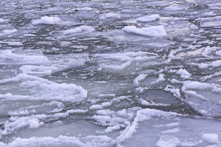 Ice blocks on the lake Balafon of Hungary