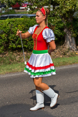 Traditional Hungarian harvest parade on september 11, 2016 in village Badacsony of Hungary.のeditorial素材